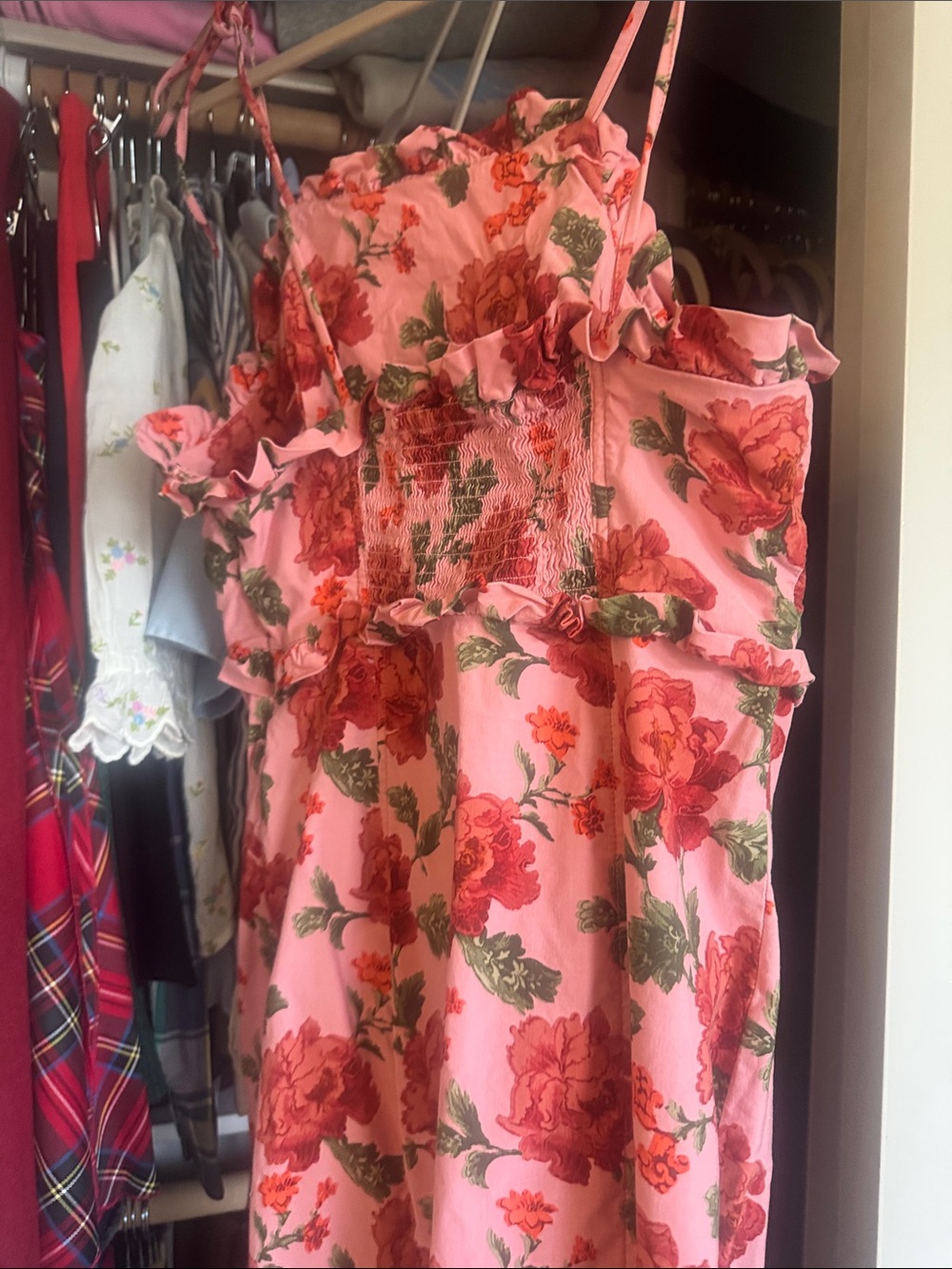 Anthropologie Pink Dress with Red Rose Print MP - Picture 3 of 3